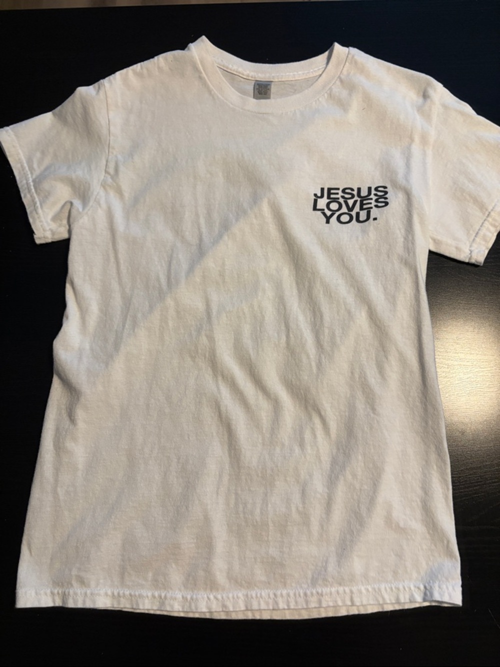 White Short Sleeve Tee with 'JESUS LOVES YOU.' Chest Print